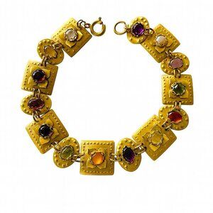 Holly Yashi Niobium Multi Gem Amethyst Peridot Pink Quartz Pearl Bracelet